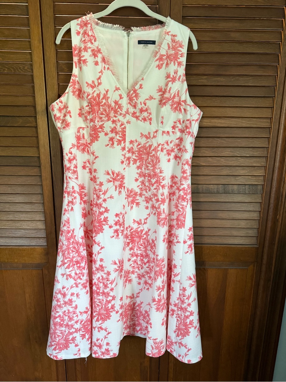 Tommy Hilfiger White Midi Dress with Coral Floral Print